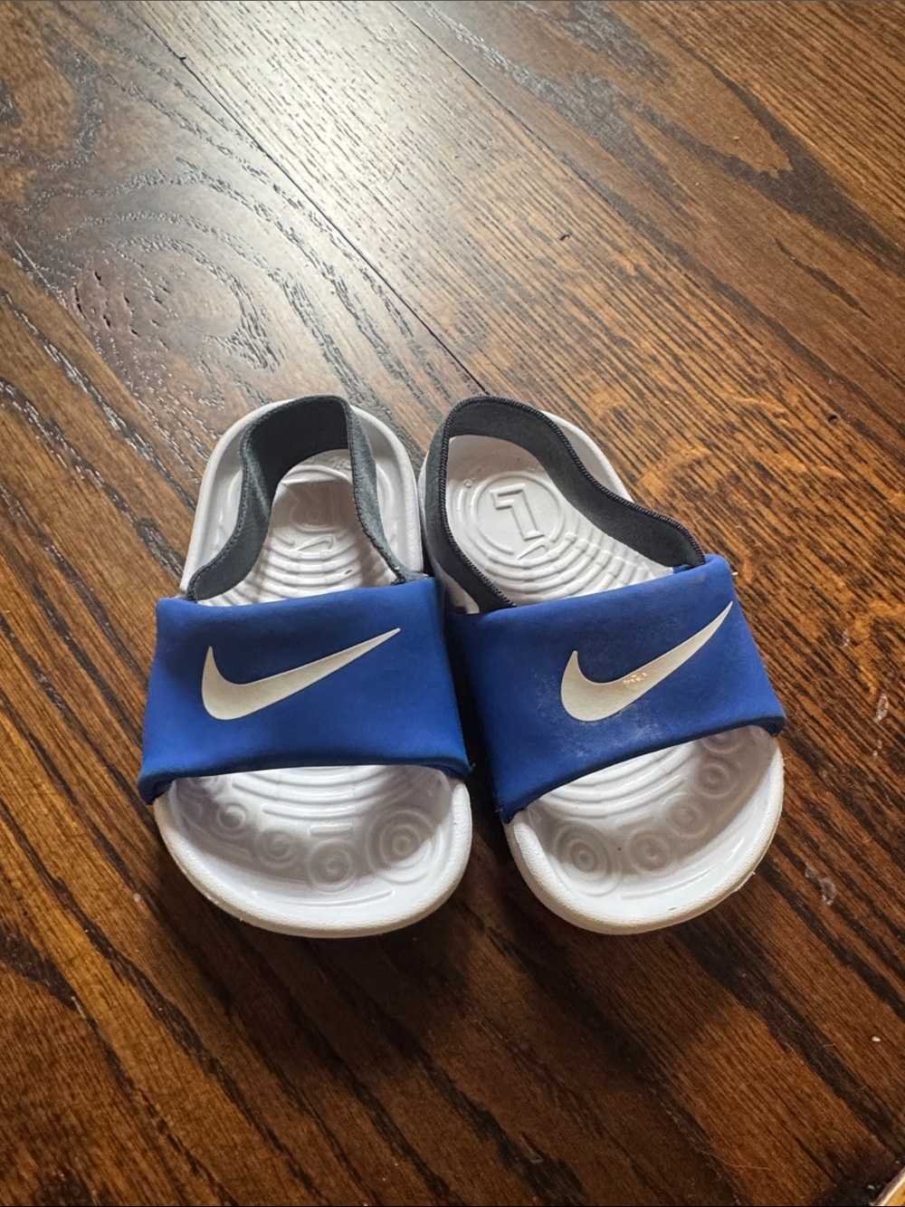 Nike Kids Royal Blue Slide Sandals with White Swoosh
